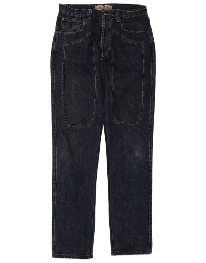 Jeckerson Mens Straight Jeans W32 L34 Navy Blue