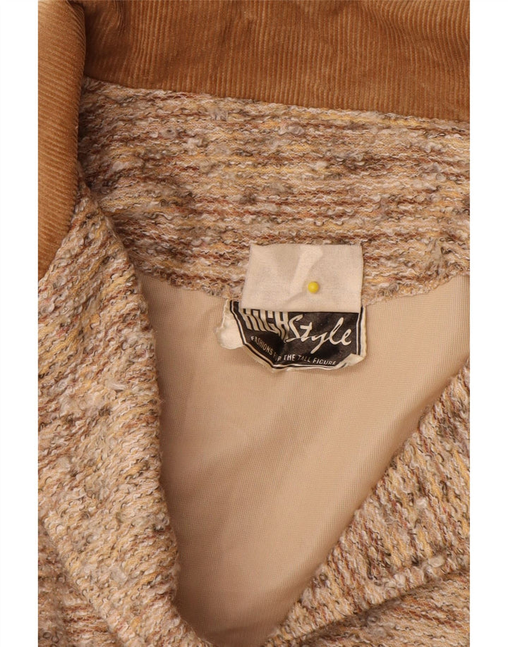 Vintage Womens 4 Button Blazer Jacket UK 14 Large Beige Flecked