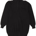 Jaeger Womens Button Neck Jumper Sweater EU 38 Medium Black Lambswool