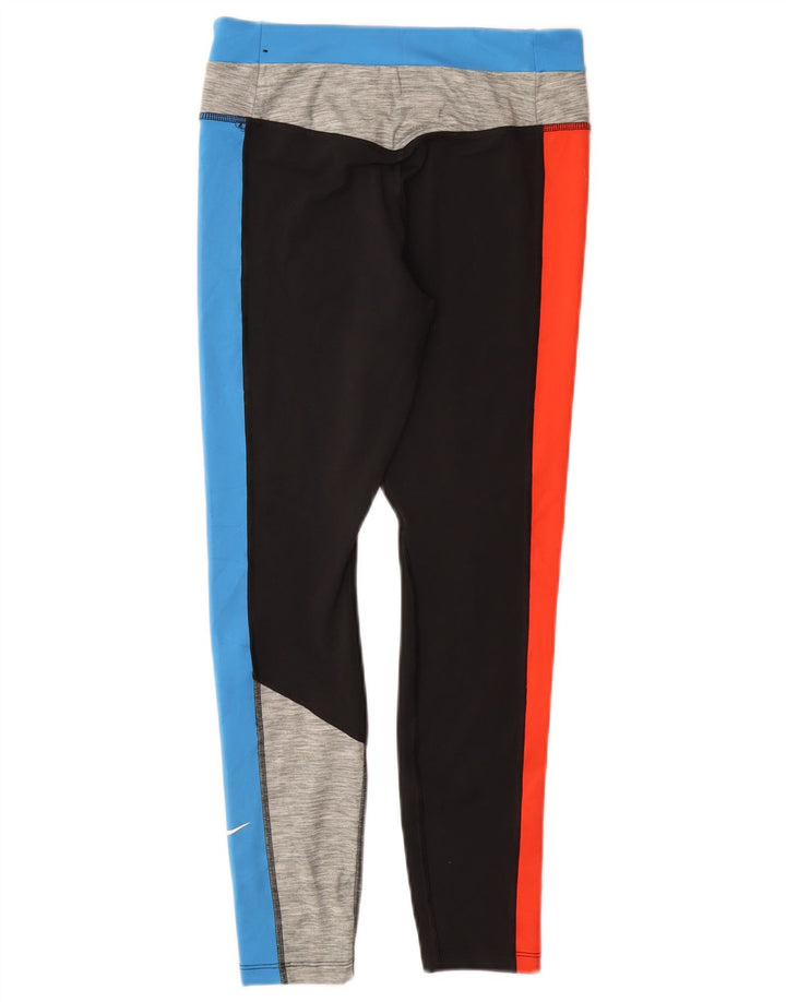 Nike Womens Dri Fit Leggings UK 12 Medium Multicoloured Colourblock