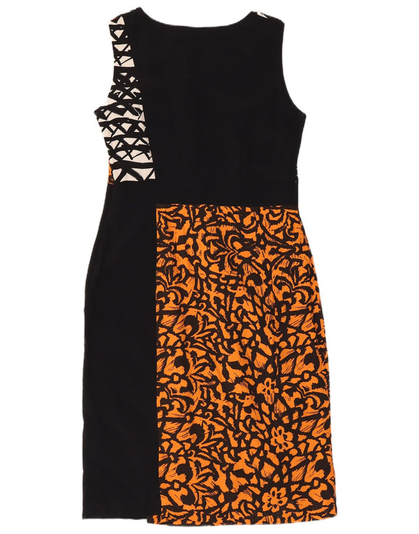 John Rocha Womens Sleeveless Sheath Dress UK 12 Medium Black Floral Viscose