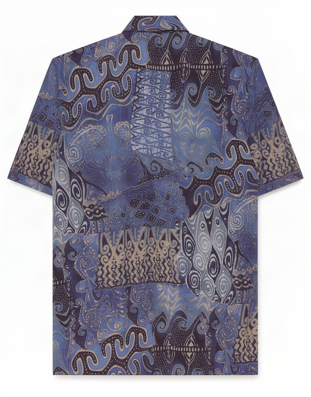 Dolomiten Womens Short Sleeve Shirt Blouse IT 47 Large Blue Patchwork