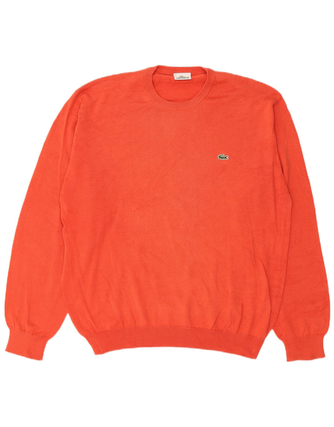 Lacoste Mens Crew Neck Jumper Sweater Size 4 Medium Orange Cotton