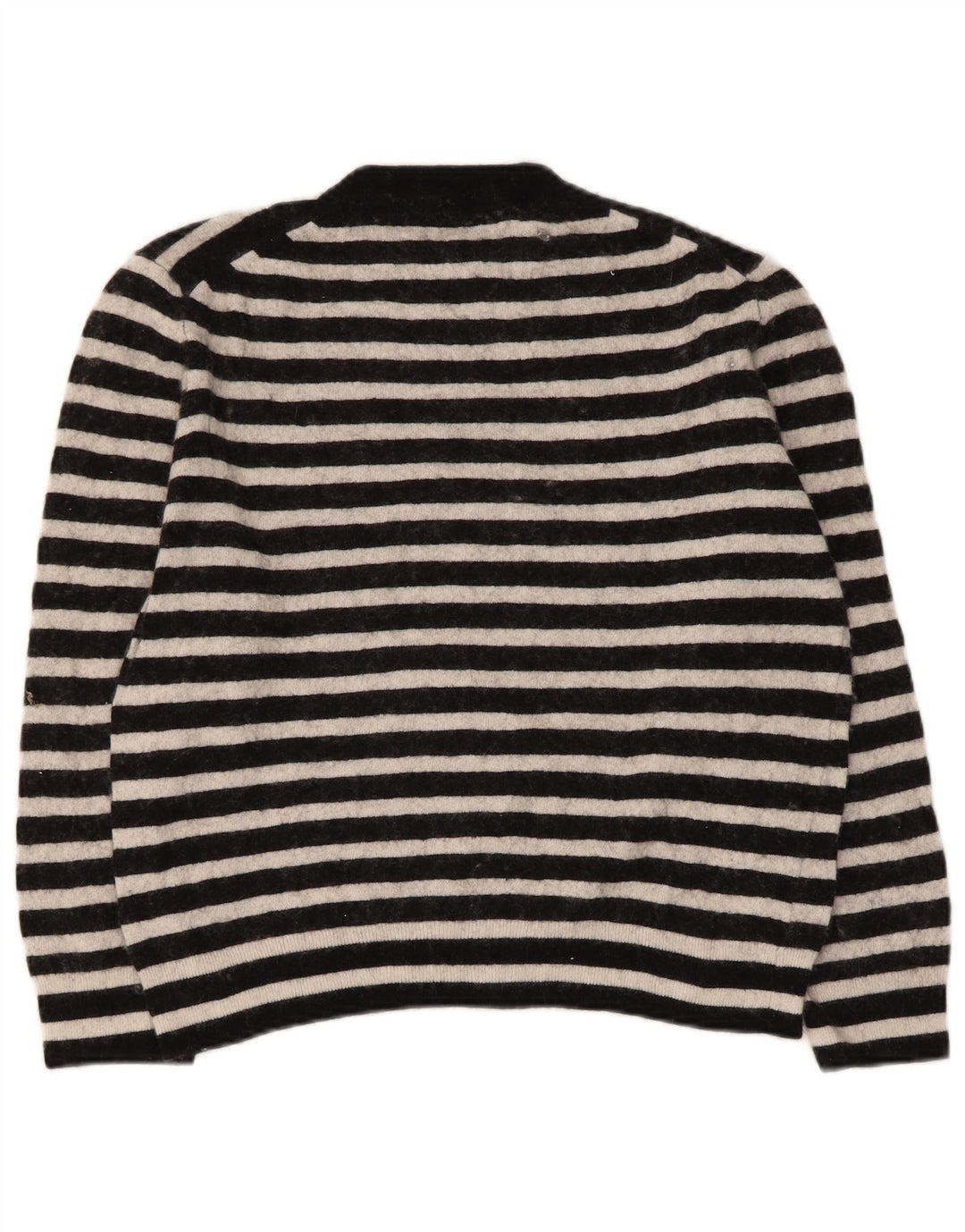 Zara Womens Crew Neck Jumper Sweater UK 14 Large Black Striped Polyamide