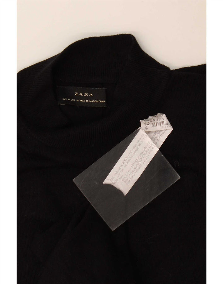 Zara Mens Turtle Neck Jumper Sweater Medium Black Viscose