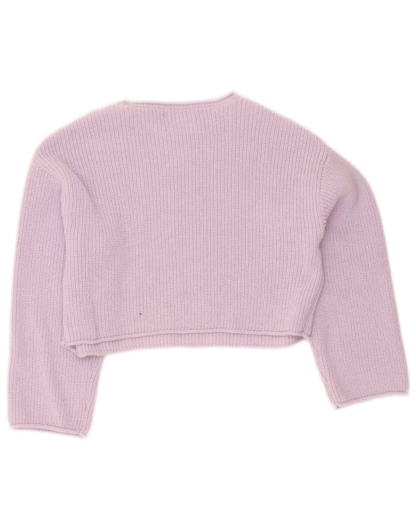 Zara Girls Crop Boat Neck Jumper Sweater 13-14 Years Purple Polyester
