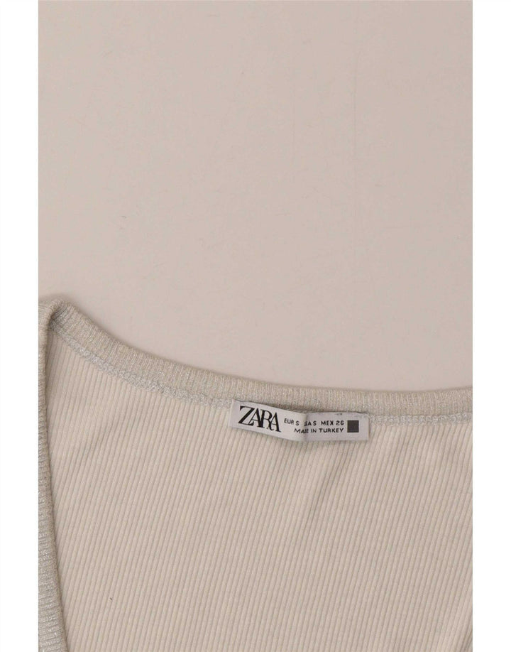 Zara Womens Vest Top UK 8 Small Silver