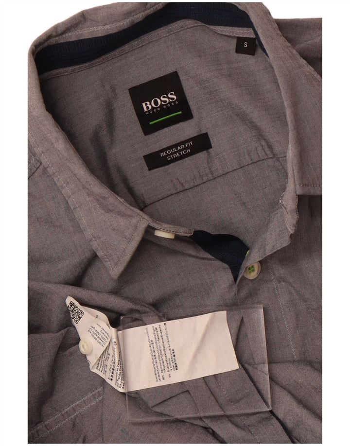 Hugo Boss Mens Regular Fit Shirt Small Grey Cotton