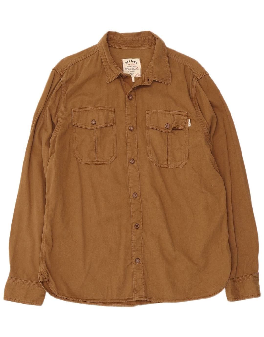 FAT FACE Mens Flannel Shirt Large Brown Cotton