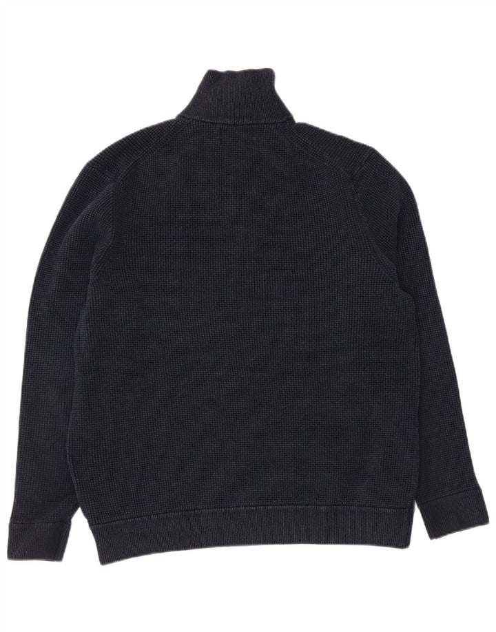 Marks & Spencer Mens Zip Neck Jumper Sweater XL Navy Blue Polyester