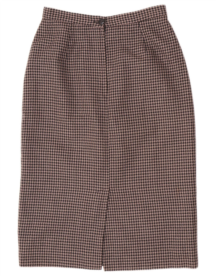 Vintage Womens 2 Piece Skirt Set UK 14 Medium W28 Brown Houndstooth
