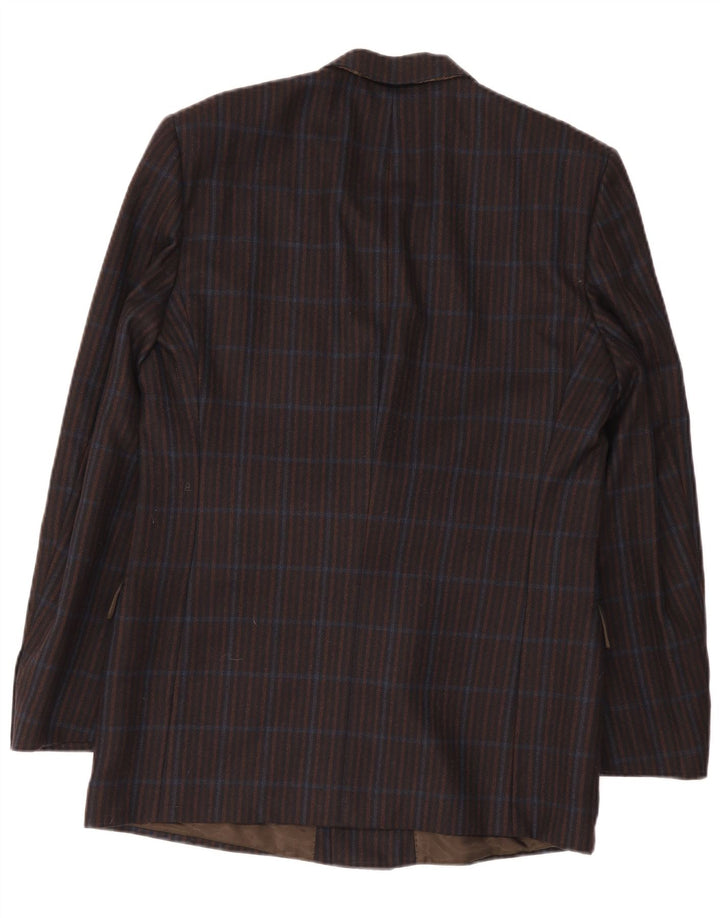Elle Mens Double Breasted Blazer Jacket IT 50 Large Navy Blue Check