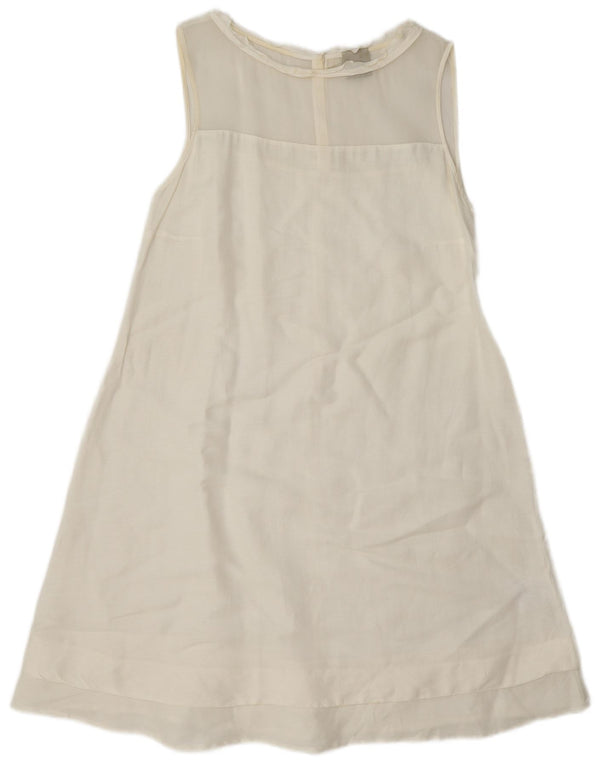 Vintage Womens Sleeveless A-Line Dress US 2 XS White Linen