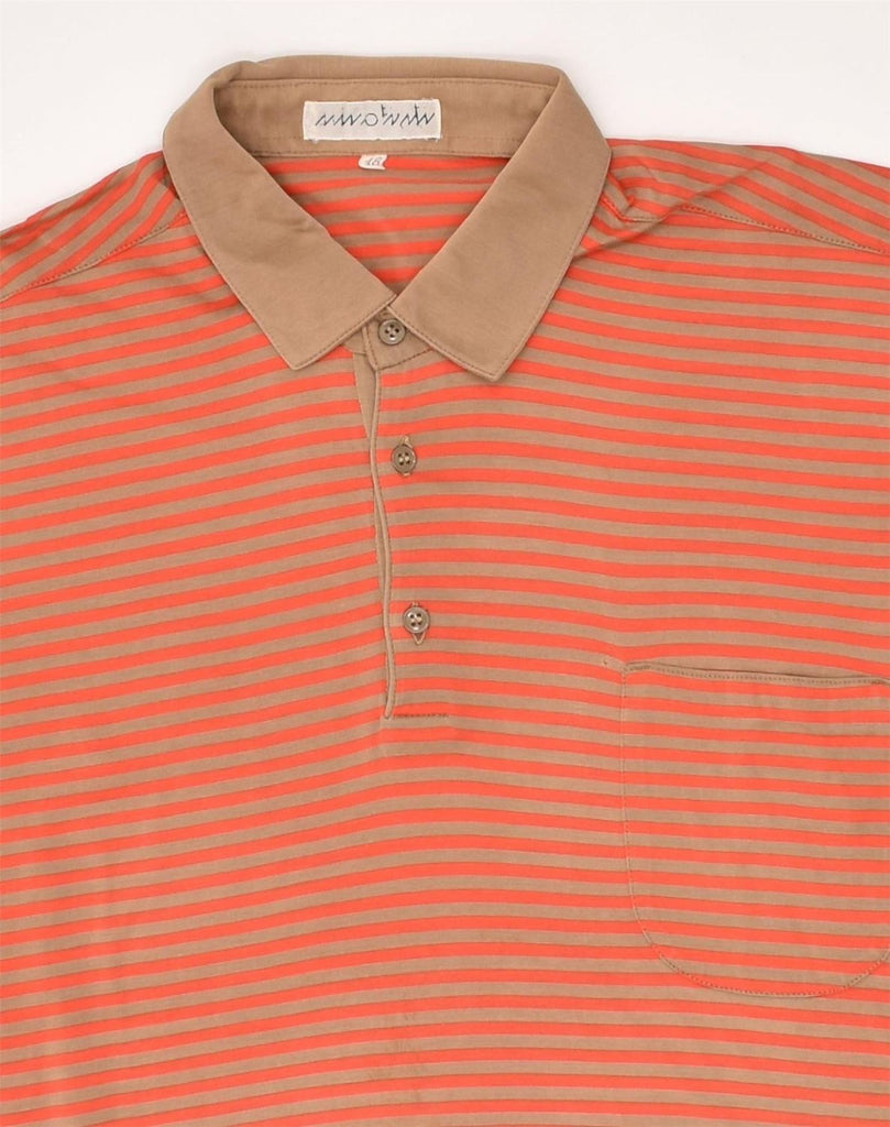 VINTAGE Womens Polo Shirt IT 48 Medium Orange Striped | Vintage Vintage | Thrift | Second-Hand Vintage | Used Clothing | Messina Hembry 