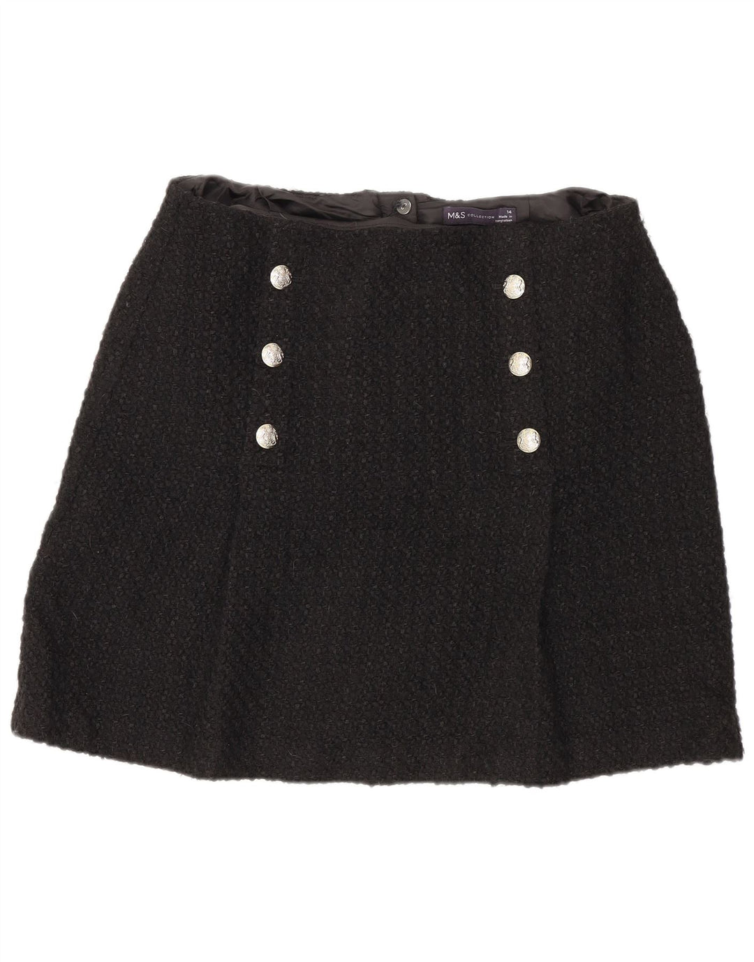 Marks & Spencer Womens Mini Skirt UK 14 Medium W32  Black Acrylic