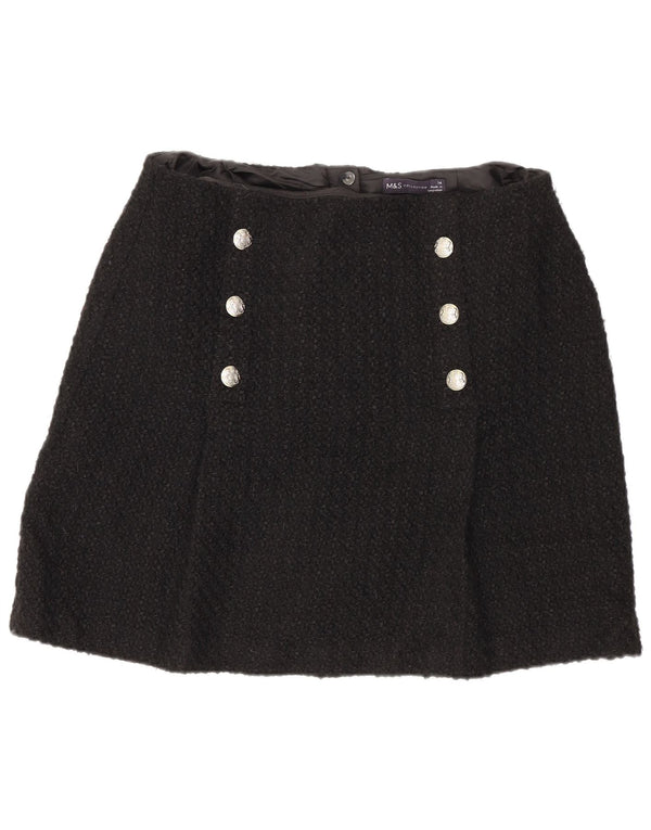 Marks & Spencer Womens Mini Skirt UK 14 Medium W32  Black Acrylic
