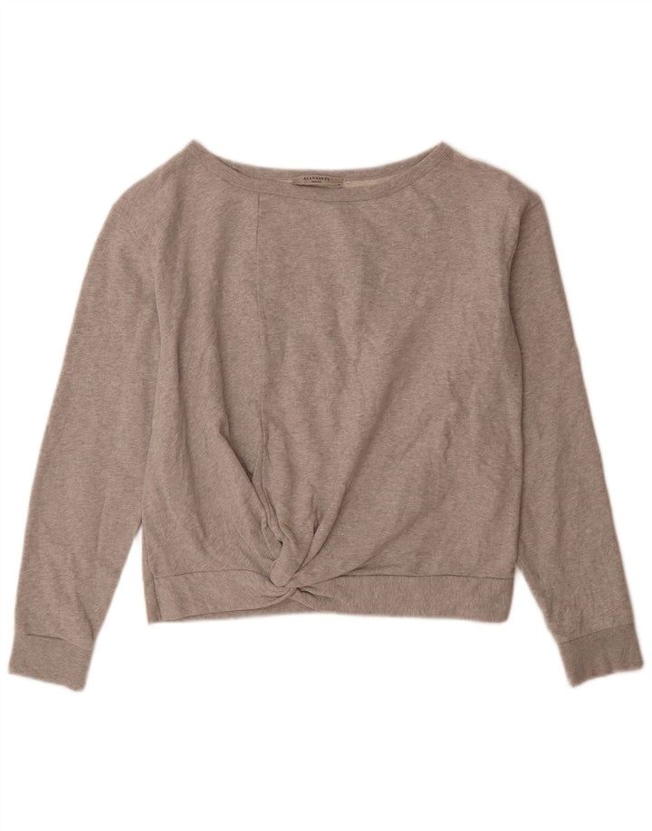 All Saints Womens Oversized Sweatshirt Jumper UK 10 Small Grey Cotton
