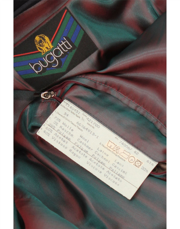 Bugatti Mens Double Breasted Coat EU 54 2XL Navy Blue Wool