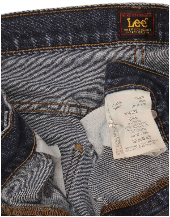 Lee Mens Luke Slim Jeans W34 L32 Blue Cotton
