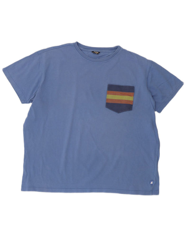 K-WAY Mens T-Shirt Top 2XL Blue Cotton