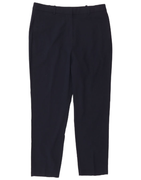Marks & Spencer Womens High Waist Casual Trousers UK 12 Medium W30 L26 Navy