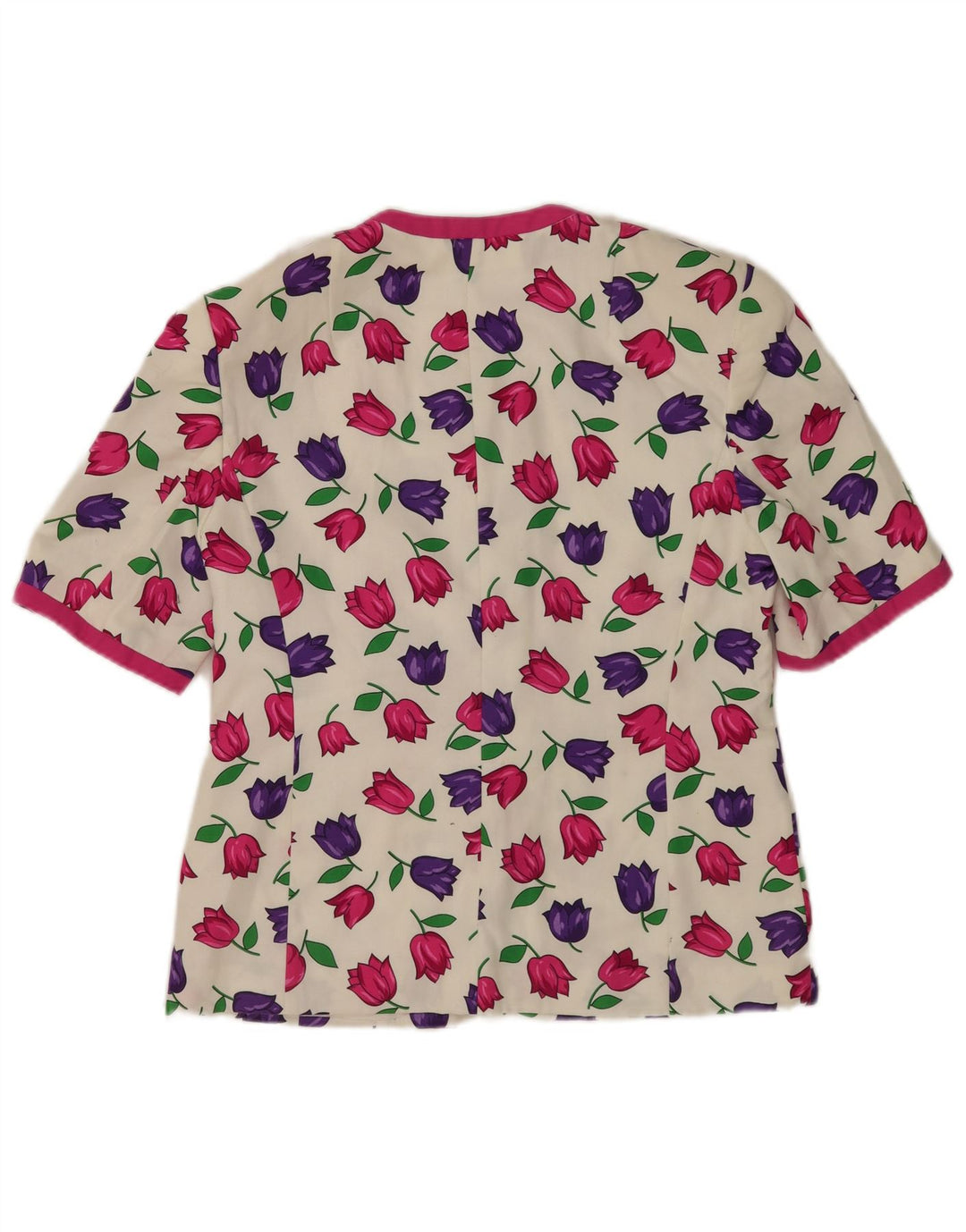 Alexander Womens Short Sleeve Shirt Blouse EU 38 Medium White Floral Cotton