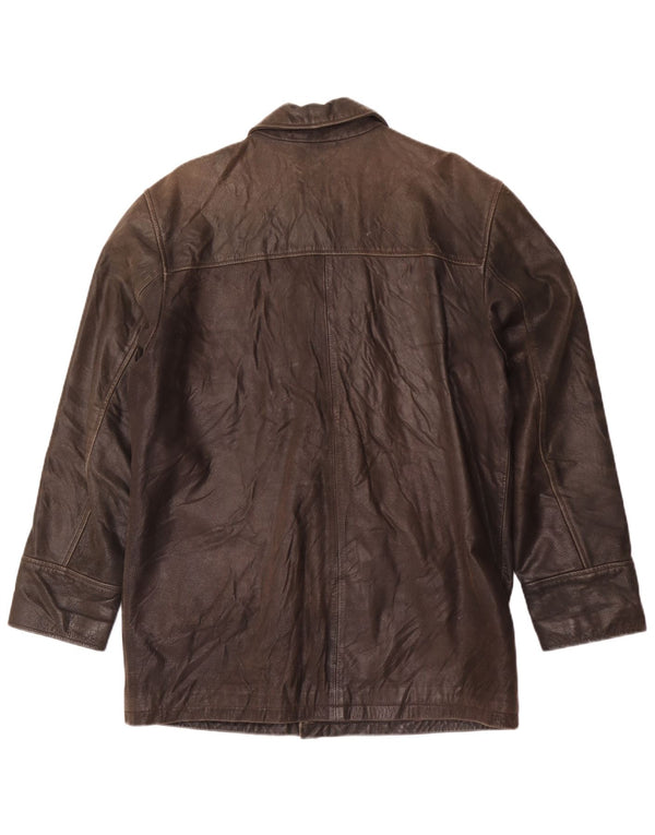 Celio Mens Leather Jacket UK 36 Small Brown