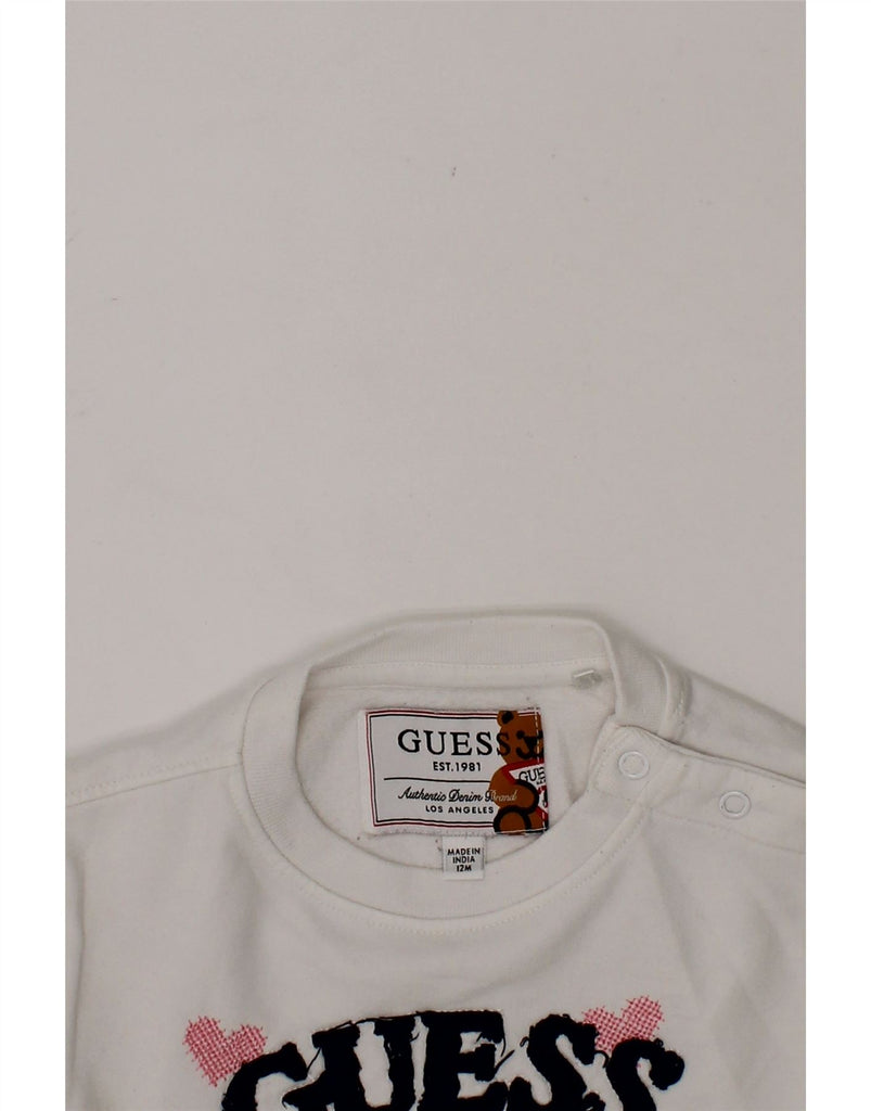 GUESS Baby Girls Graphic Sweatshirt Jumper 9-12 Months White Vintage Guess and Second-Hand Guess from Messina Hembry 