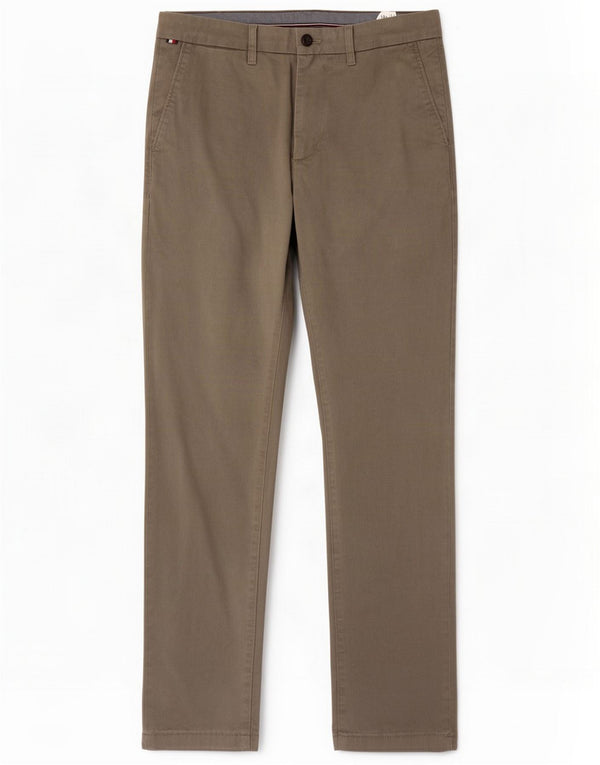 Tommy Hilfiger Mens Slim Chino Trousers W30 L32 Khaki Cotton