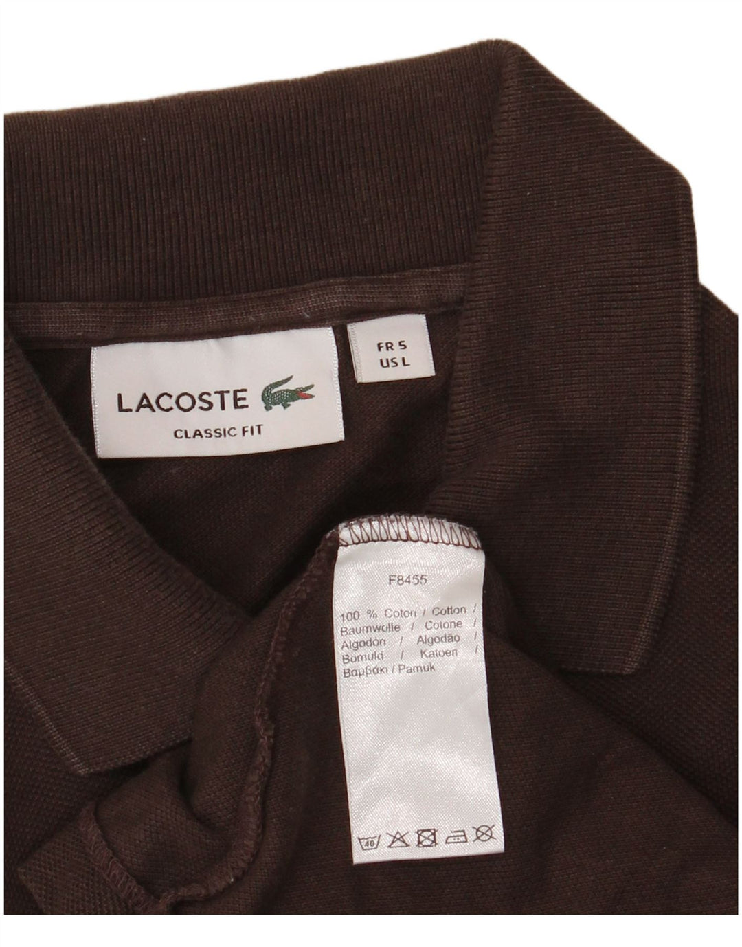 LACOSTE Mens Classic Fit Long Sleeve Polo Shirt Size 5 Large Brown Cotton