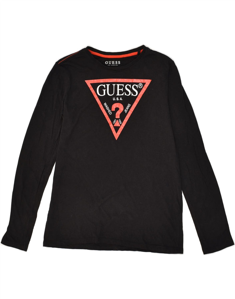 GUESS Boys Graphic Top Long Sleeve 13-14 Years Black Cotton | Vintage Guess | Thrift | Second-Hand Guess | Used Clothing | Messina Hembry 