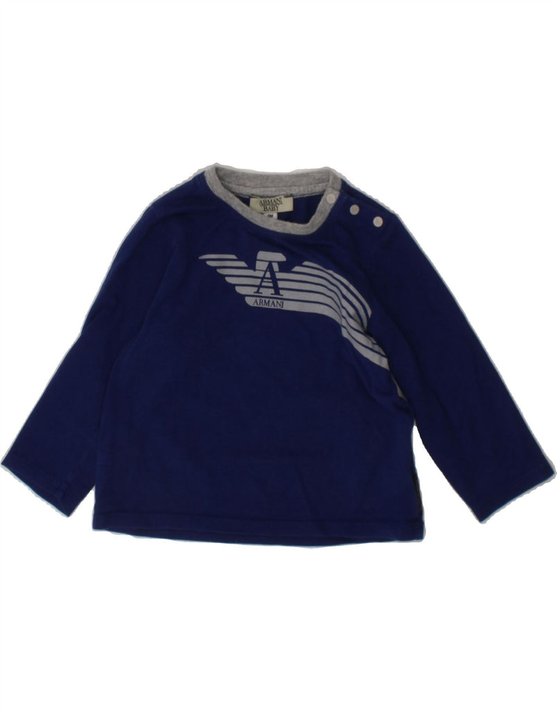 ARMANI BABY Baby Boys Graphic Top Long Sleeve 6-9 Months Navy Blue Classic Vintage Armani Baby and Second-Hand Armani Baby from Messina Hembry 