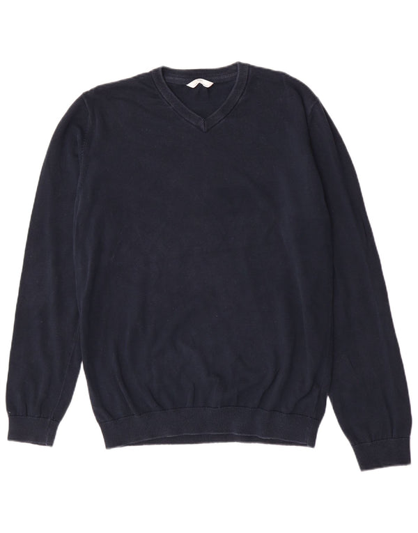 Marks & Spencer Boys V-Neck Jumper Sweater 15-16 Years Navy Blue Cotton