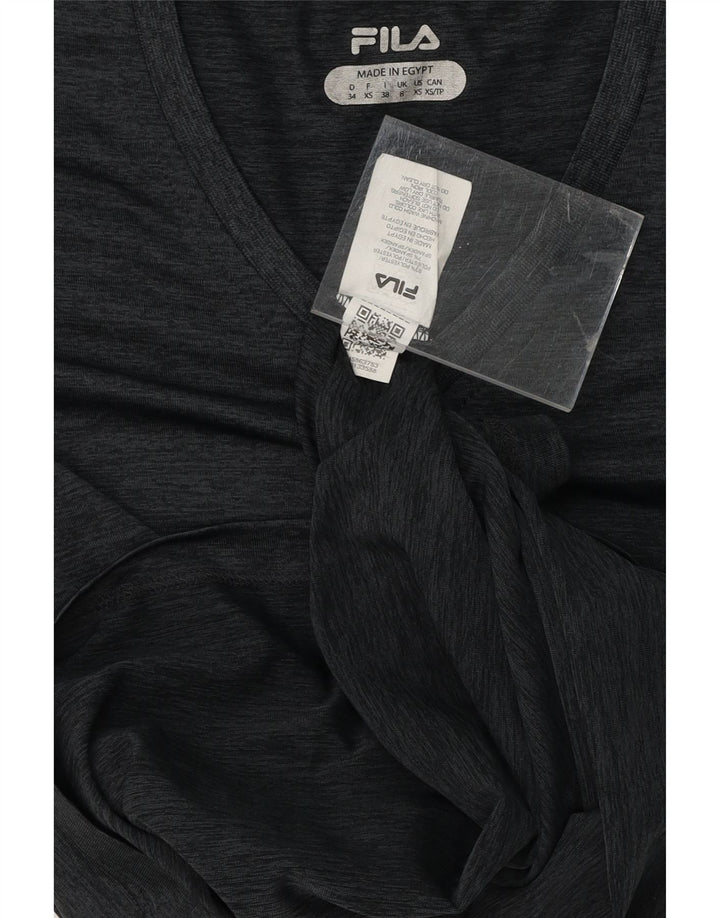 FILA Womens T-Shirt Top UK 8 Small Grey Polyester Vintage Fila and Second-Hand Fila from Messina Hembry 