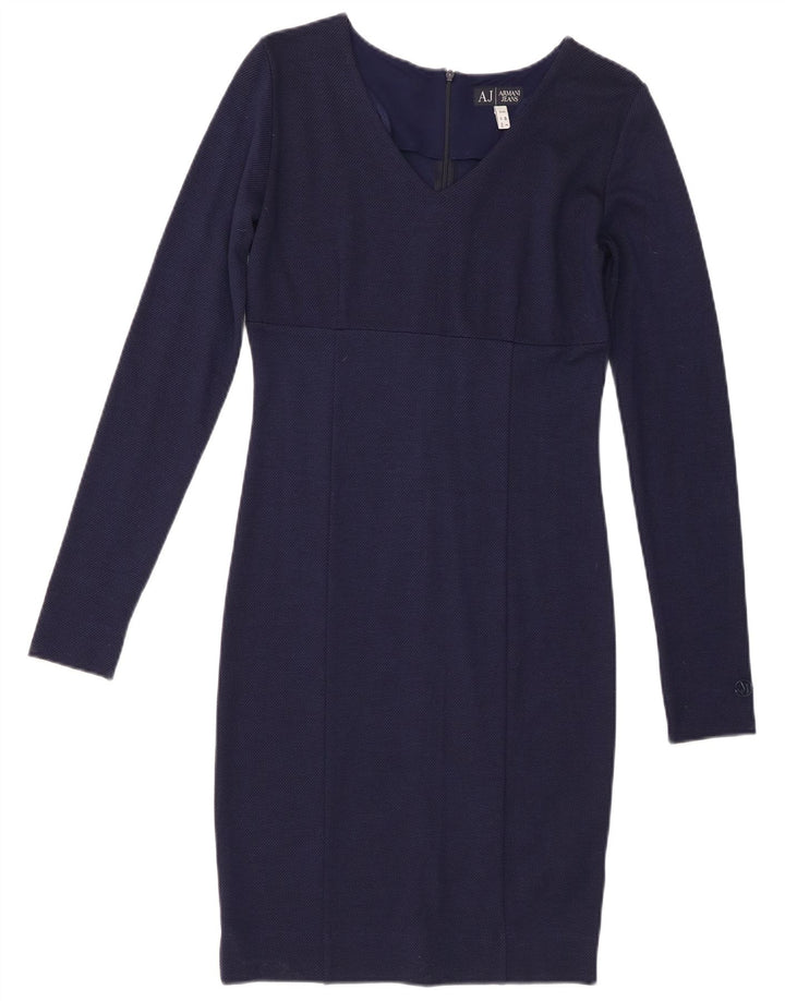 Armani Jeans Womens Long Sleeve Sheath Dress EU 40 Medium Navy Blue Viscose