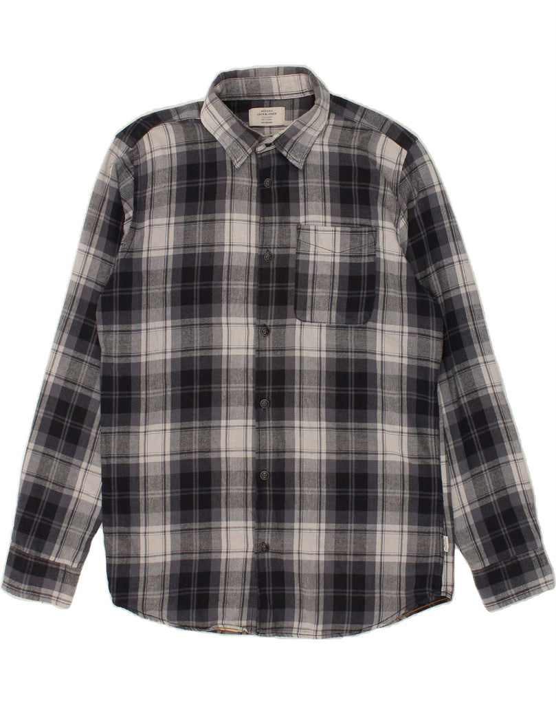 JACK & JONES Mens Shirt Large Grey Check Cotton Vintage Jack & Jones and Second-Hand Jack & Jones from Messina Hembry 