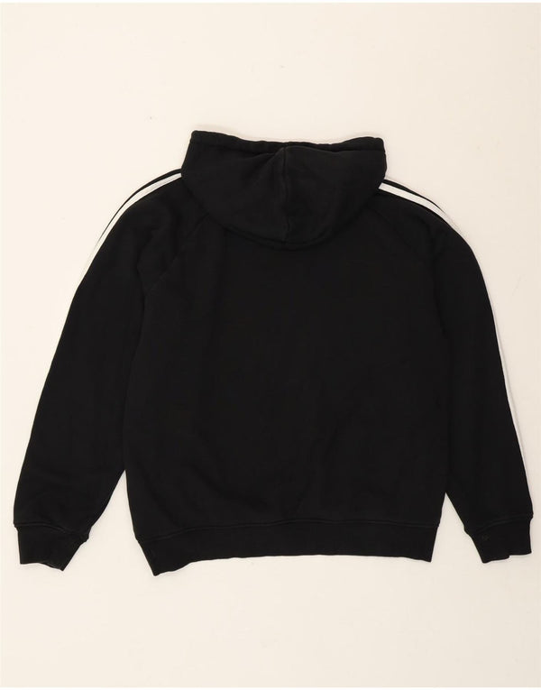 Adidas Womens Hoodie Jumper UK 14 Medium Black Colourblock Cotton