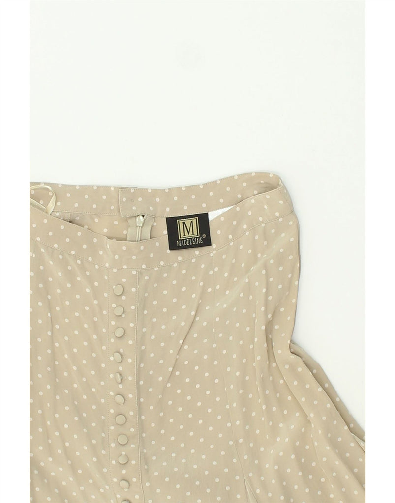 MADELEINE Womens A-Line Skirt UK 10 Small W26  Beige Polka Dot Silk Vintage Madeleine and Second-Hand Madeleine from Messina Hembry 