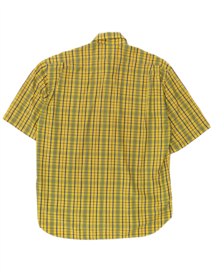 BELFE & BELFE Mens Short Sleeve Shirt Size 39 Medium Yellow Check Cotton