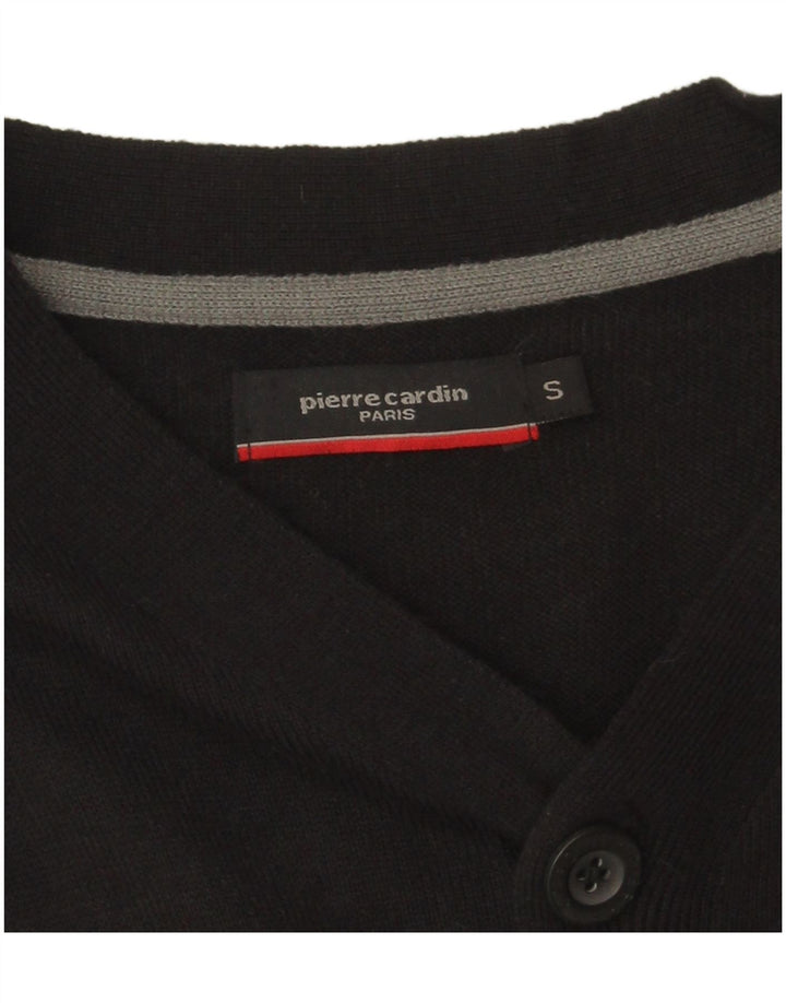 Pierre Cardin Mens Cardigan Sweater Small Black Acrylic
