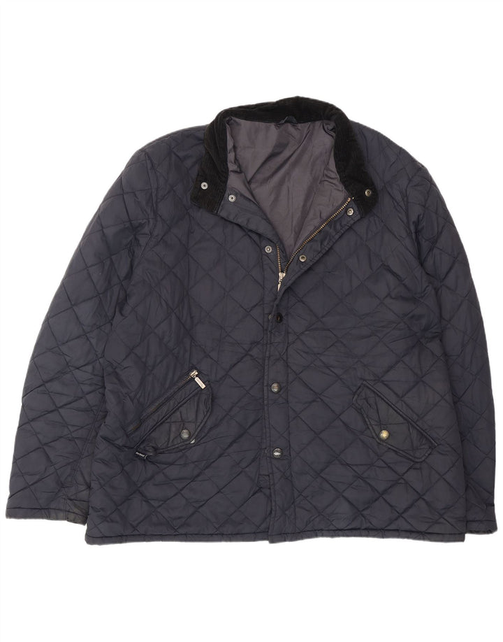 Barbour Mens Quilted Jacket UK 44 2XL Navy Blue Polyester