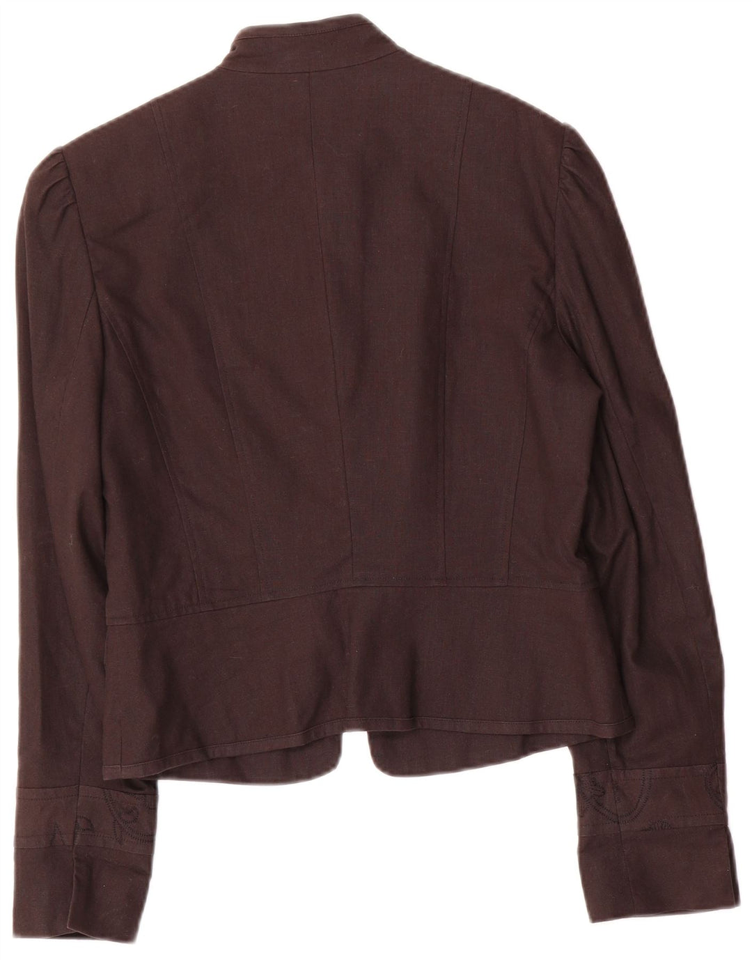 Vintage Womens 5 Button Blazer Jacket UK 10 Small Brown Floral Linen