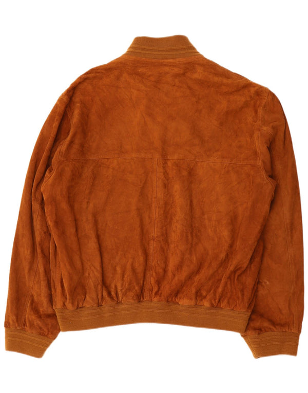 Vintage Mens Suede Bomber Jacket IT 56 3XL Brown Leather