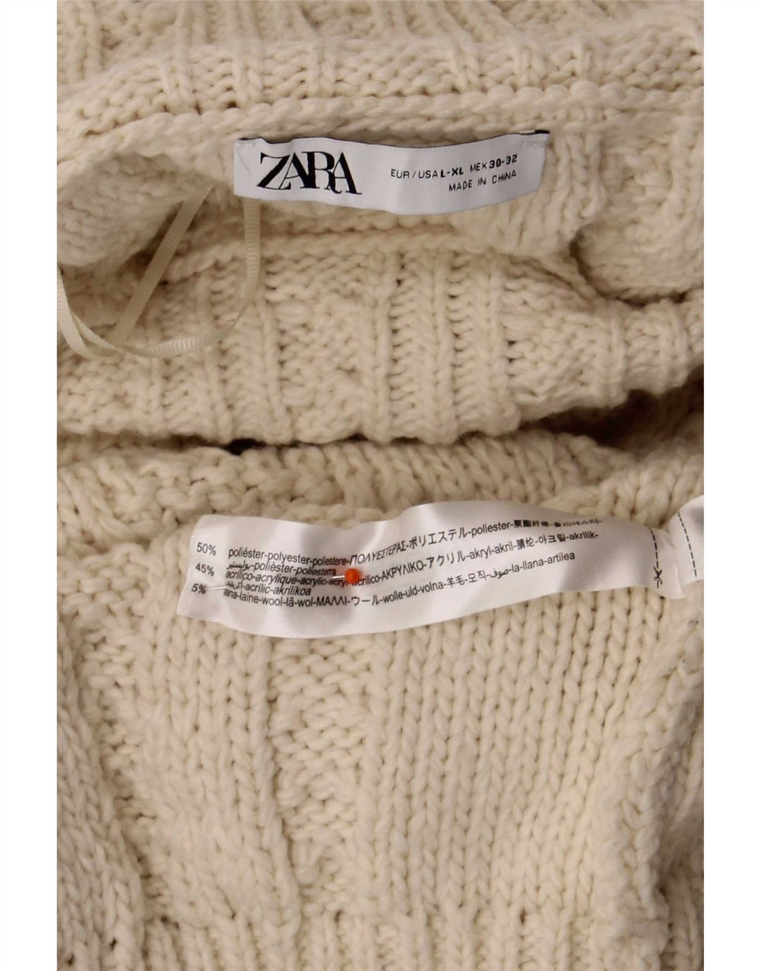 Zara Womens Oversized Turtle Neck Jumper Sweater UK 16 Large Beige