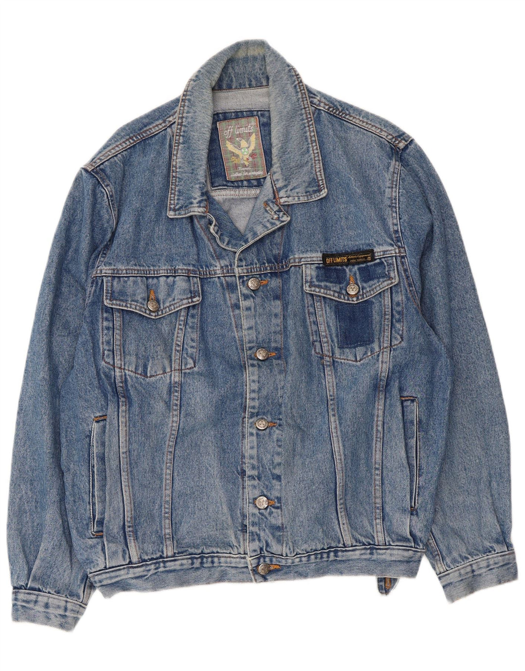 Off Limits Mens Denim Jacket UK 40 Large Blue Cotton