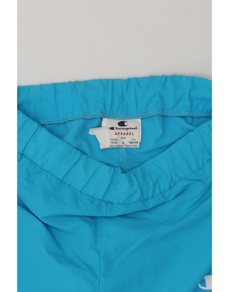 CHAMPION Girls Graphic Sport Shorts 11-12 Years Large Blue Polyamide | Vintage Champion | Thrift | Second-Hand Champion | Used Clothing | Messina Hembry 