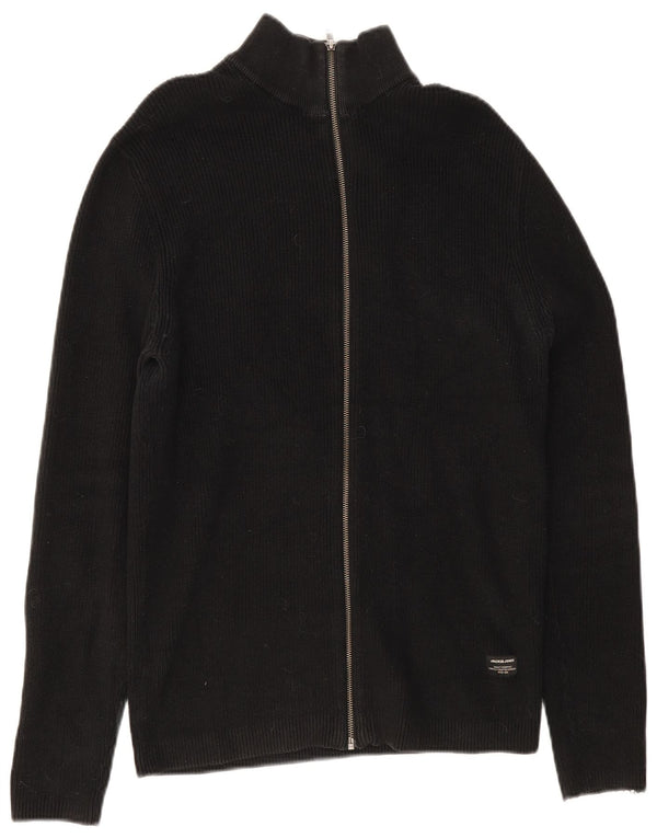 Jack & Jones Mens Cardigan Sweater XL Black Cotton