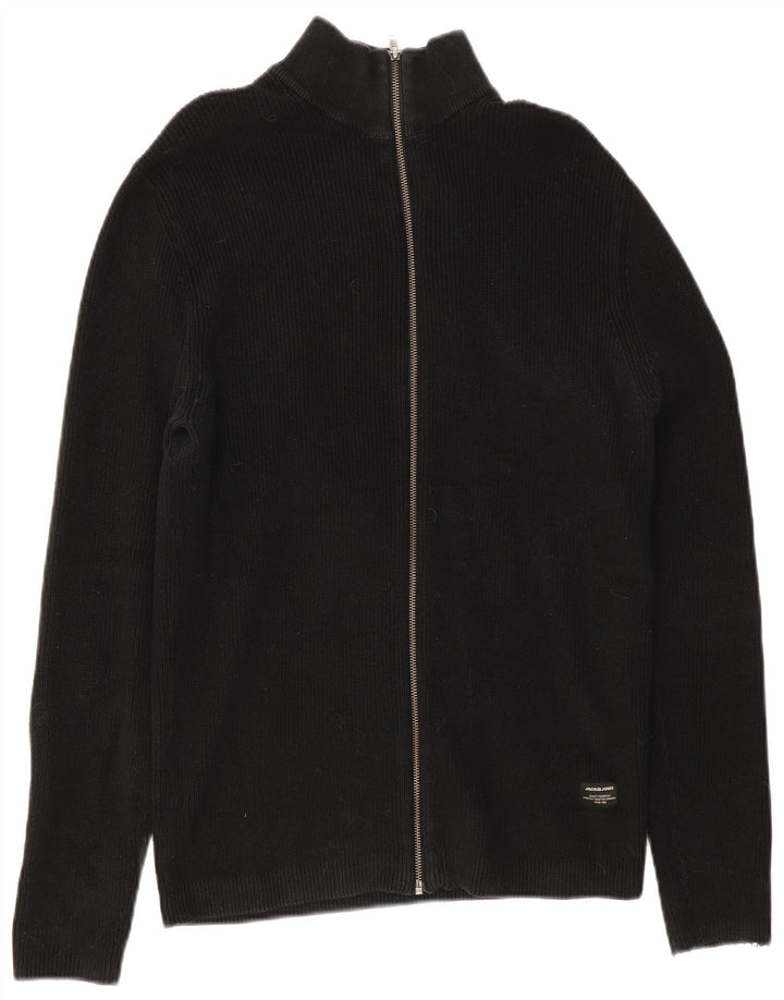 Jack & Jones Mens Cardigan Sweater XL Black Cotton