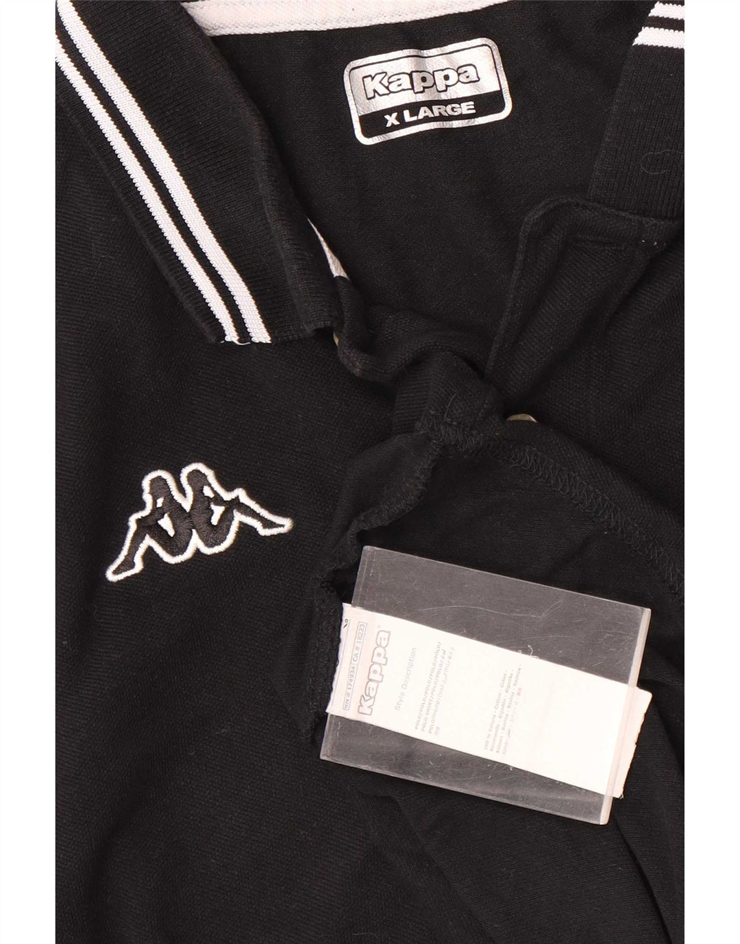 Kappa Mens Polo Shirt XL Black Striped Cotton