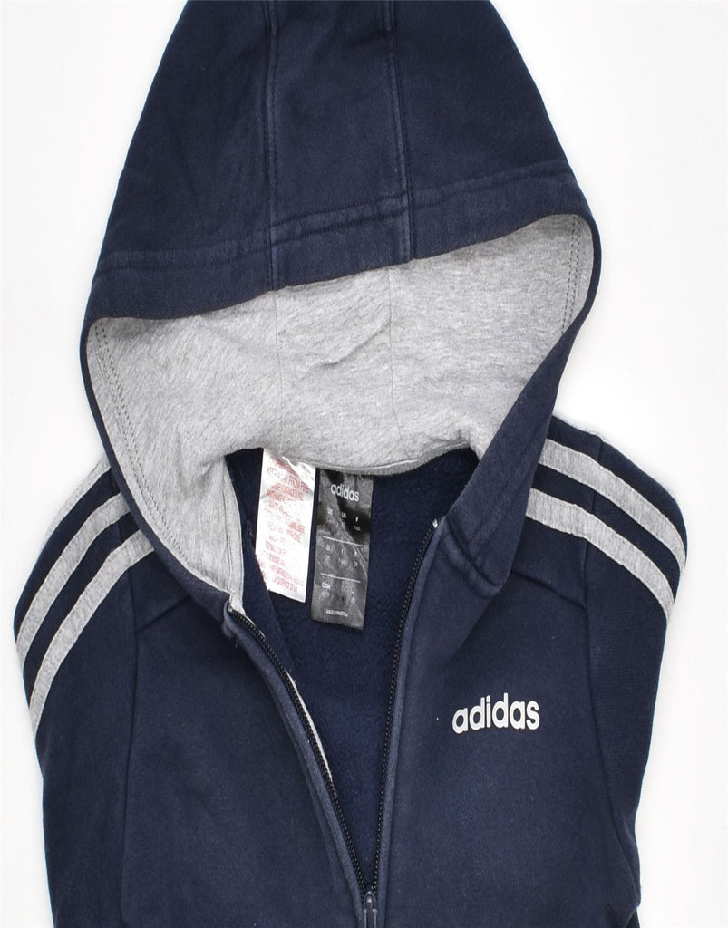 ADIDAS Boys Zip Hoodie Sweater 7-8 Years Navy Blue Colourblock Cotton | Vintage | Thrift | Second-Hand | Used Clothing | Messina Hembry 